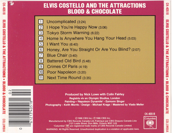 Elvis Costello And The Attractions  Blood & Chocolate : Back